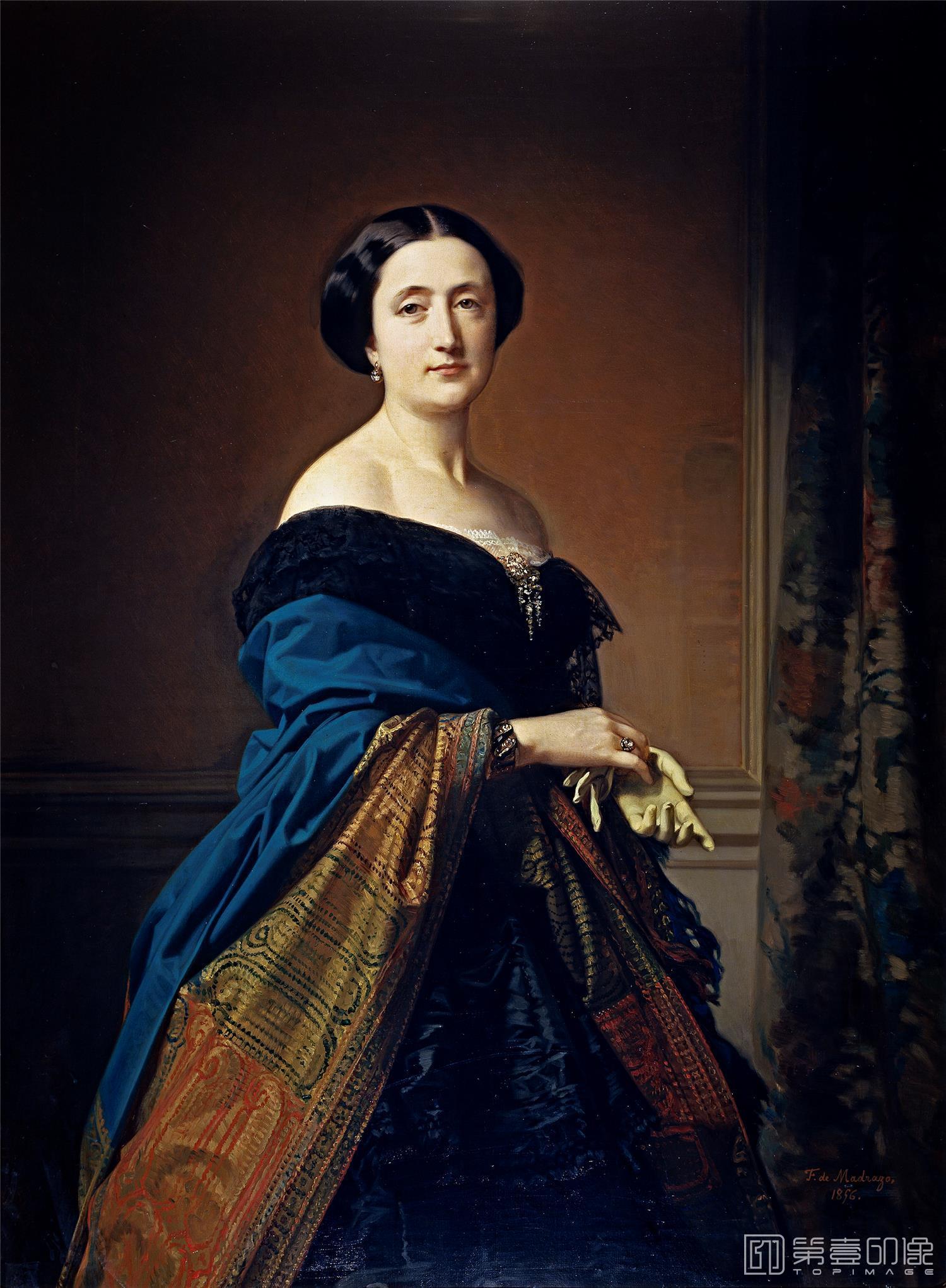 油画-西班牙普拉多美术馆油画藏画-Madrazo y Kuntz, Federico de-Saturnina Canaleta de Girona-123cm x 90cm-1623